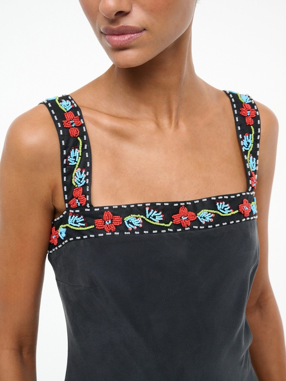 STAUD Staud Veronica Silk Beaded Cami- size medium